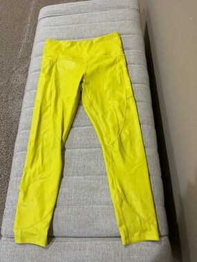 Bright Yellow sparkly Active Leggings